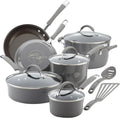 Rachael Ray Cucina Nonstick Cookware Set, 12 Piece - Sea Salt Gray
