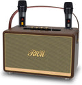 RHM S8 Karaoke Machine - Portable Wooden Speaker with 3-Mic Support