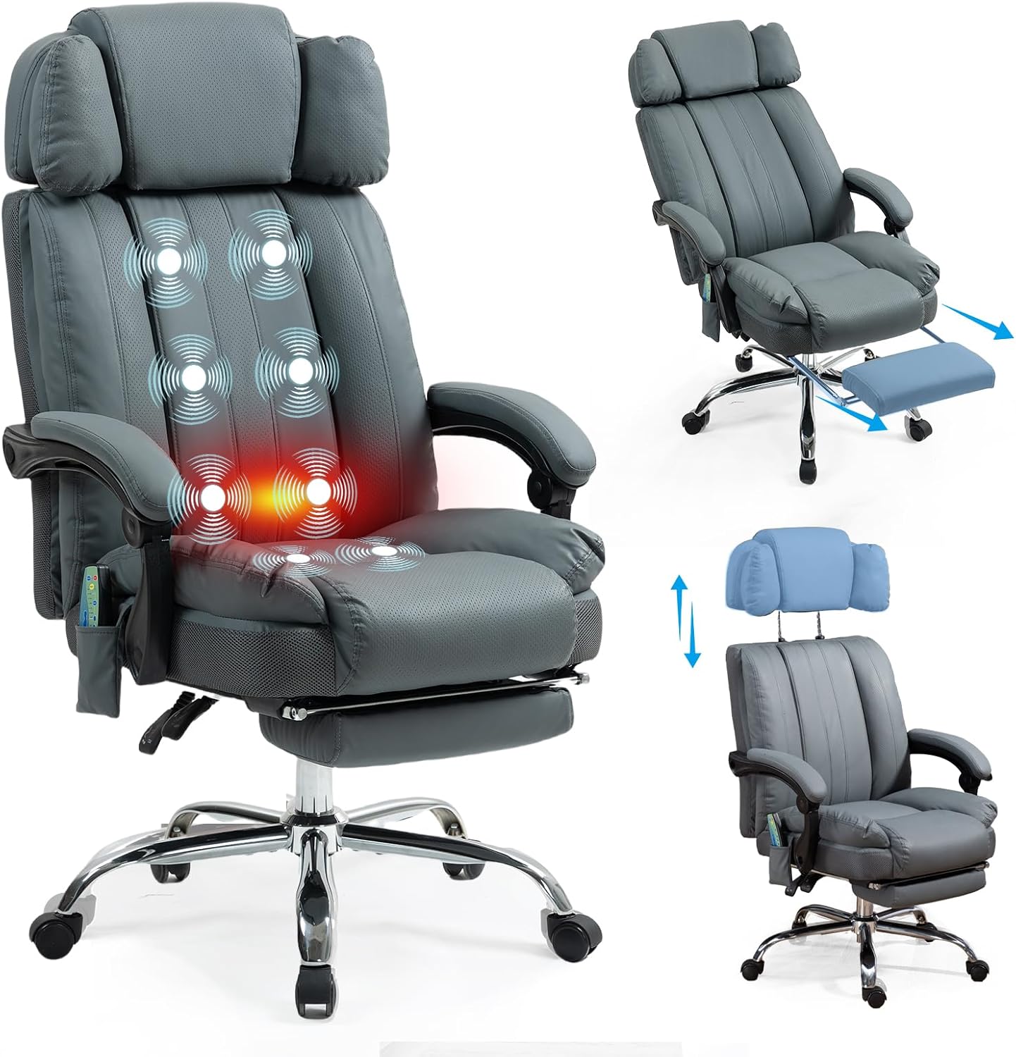 Massage Office Chair with Heat and 8 Vibration Points for Comfort