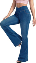BlueRose Flare Jean Leggings for Women - High Waisted Crossover