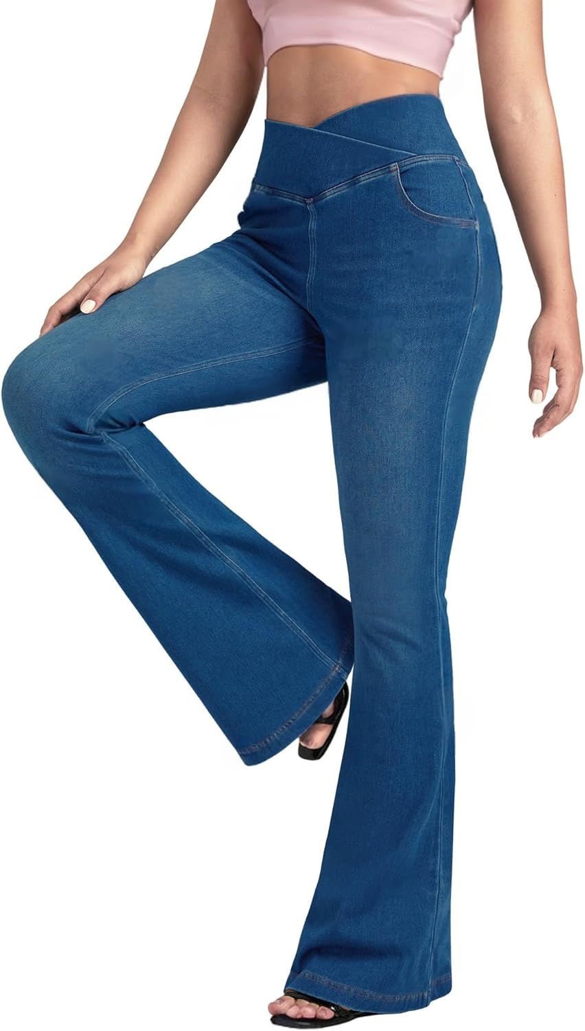 Stylish BlueRose Flare Jean Leggings for Women - High Waisted