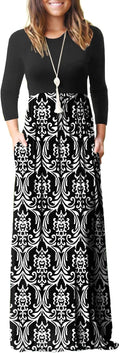 Women Long Sleeve Rayon Blend Maxi Dress S-3XL - Pockets & Elastic