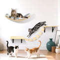 Cat Wall Shelves Set of 4 - Curved Shelves, Bridge Ladder & Steps