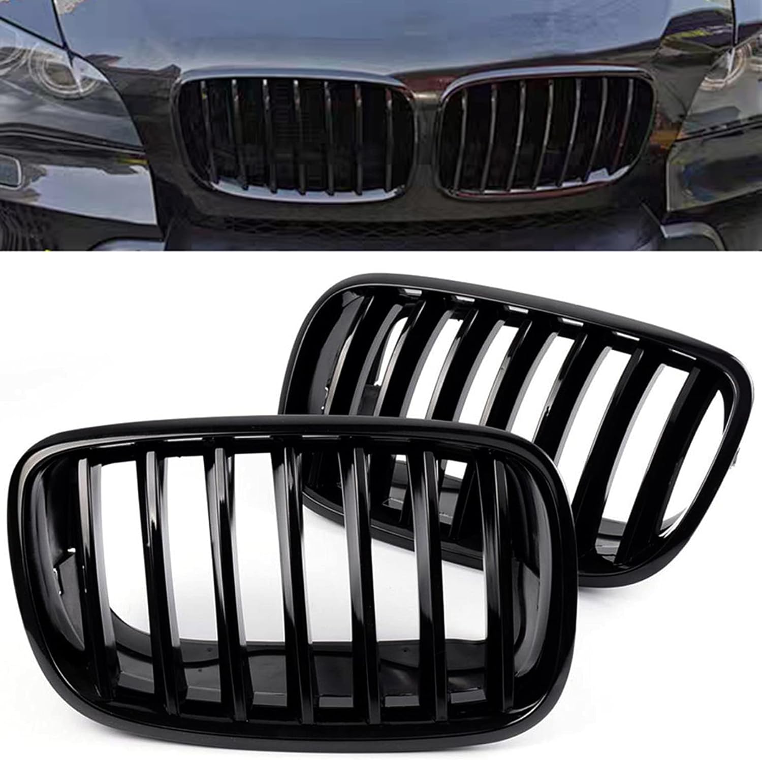 Front Grille for BMW X5 E70 and X6 E71, Gloss Black Finish