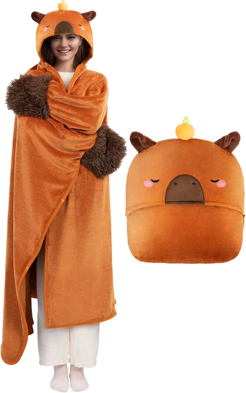 Mewaii Ultimate Softness Capybara Wearable Blanket Hoodie