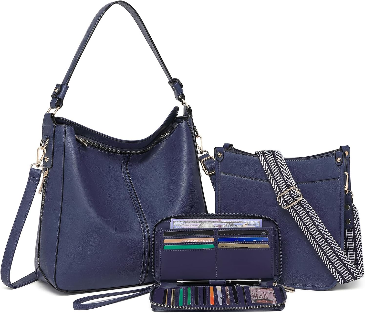 Purses for Women 3PCS Set: Large Leather Crossbody Bags