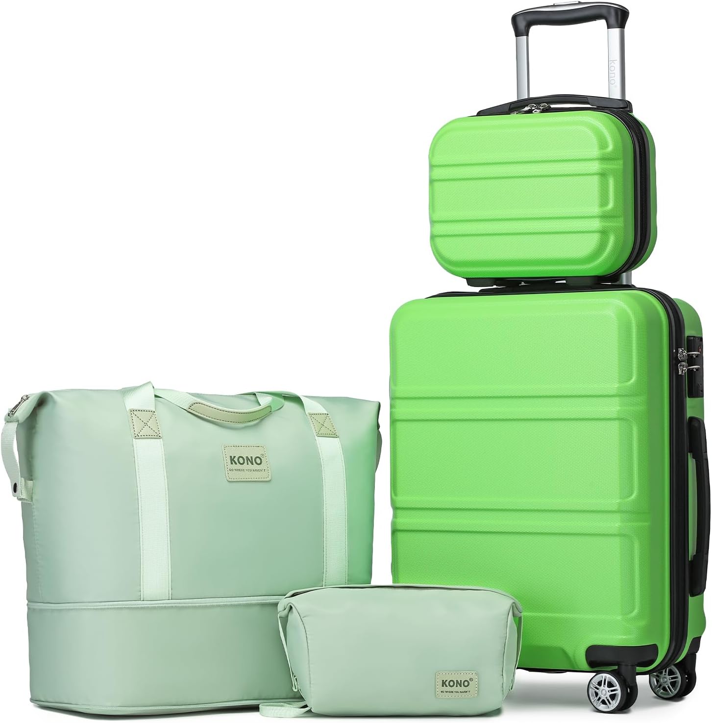 Kono Luggage Set 4 Piece Carry On Hardside Luggage with TSA Lock