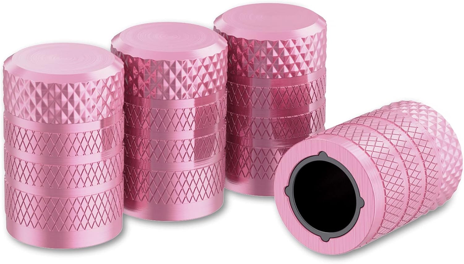 Pink Aluminum Valve Stem Caps - Set of 4, Corrosion Resistant