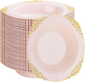 100PCS Pink Plastic Bowls 12 oz Pink Gold Disposable Salad Bowls