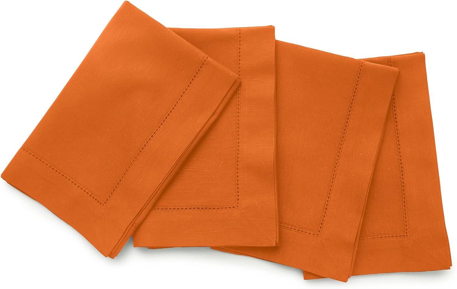 Cotton Linen Hemstitch Pumpkin Dinner Napkins Set of 4 - 20 in
