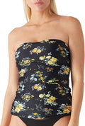 Ocean Blues Bandeau Tankini Top Ruched Tummy Control - Molded Cups