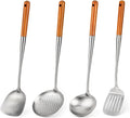 Wok Spatula and Ladle Set 17in Stainless Steel Wok Tools - Safe Length