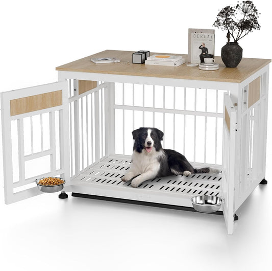 Dog Crate Furniture End Table with Removable Tray for Pets