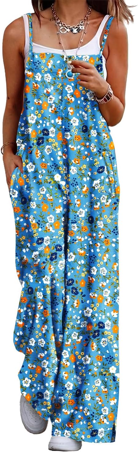 YESNO Women's Summer Boho Casual Jumpsuits with Pockets