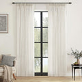 Pinch Pleated Natural Linen Curtains 90 in 2 Panels - Semi Sheer