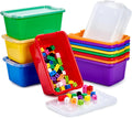 Colored Plastic Storage Bins with Lids - Stackable 12 Pack (5 Qt)