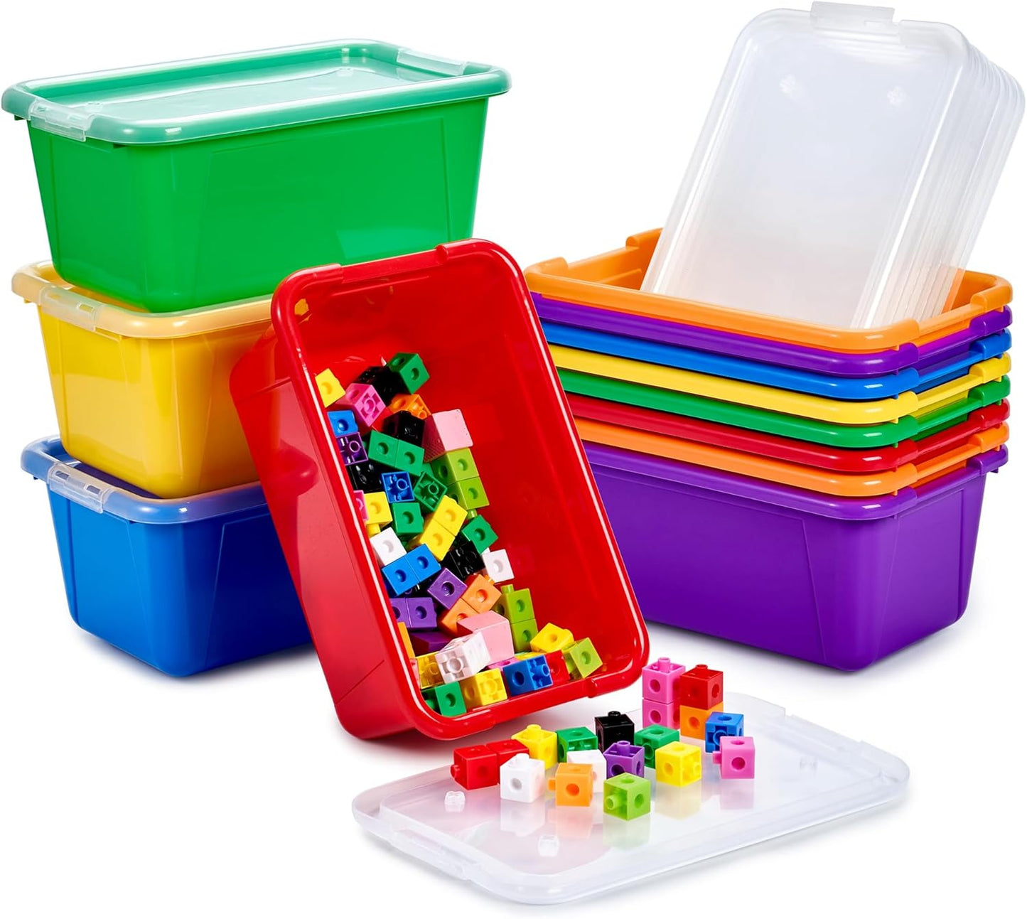 GAMENOTE Colored Plastic Storage Bins for Classroom and Home