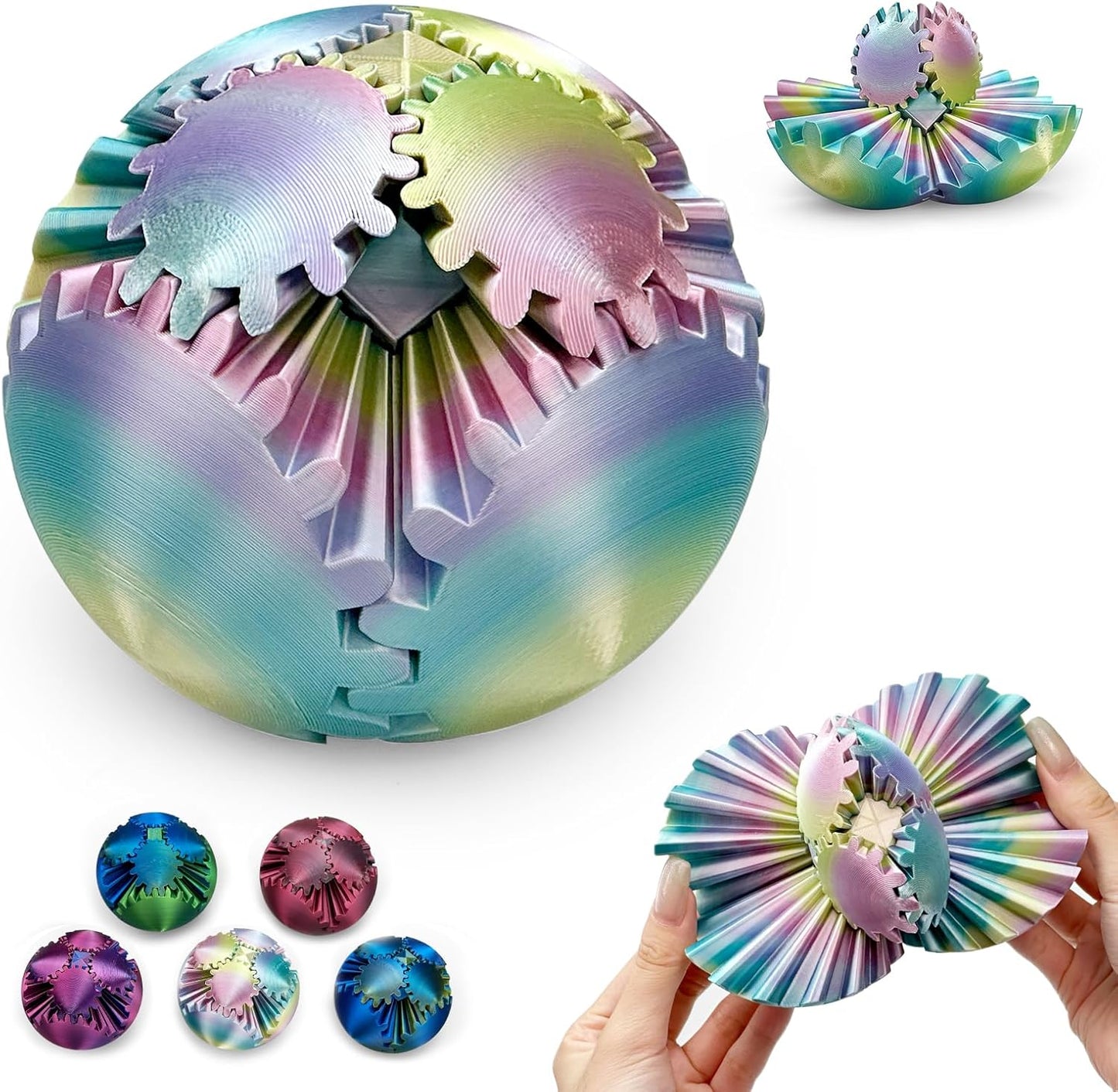 Mint Gear Ball - Stress-Relief Fidget Sphere