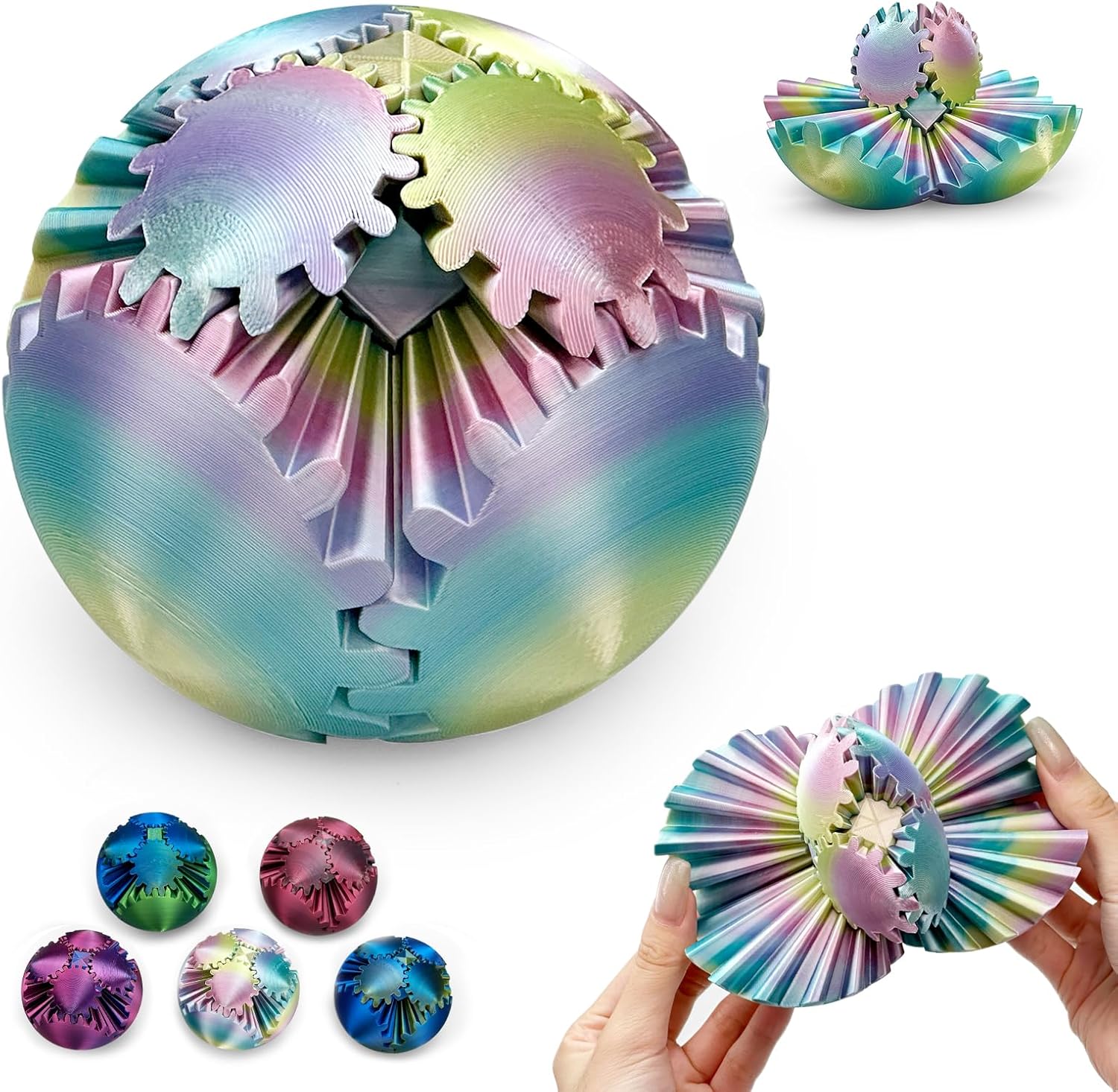 Mint Gear Ball - Stress-Relief Fidget Sphere