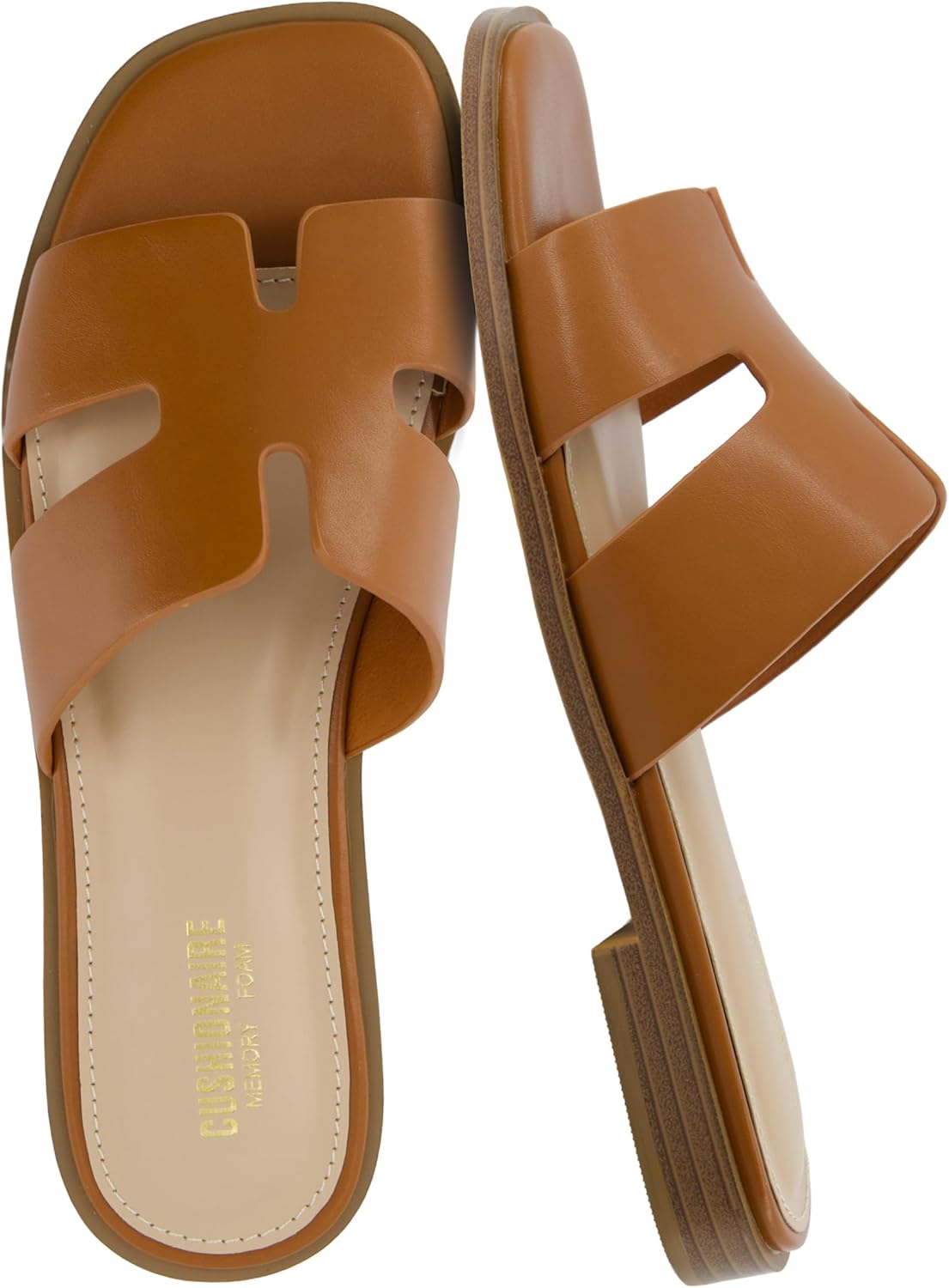 CUSHIONAIRE Voyage Cutout Strap Slides for Trendy Summer Style