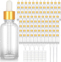 Nuogo 100 Pcs Glass Dropper Bottles 1 oz with Gold Caps - Value Pack