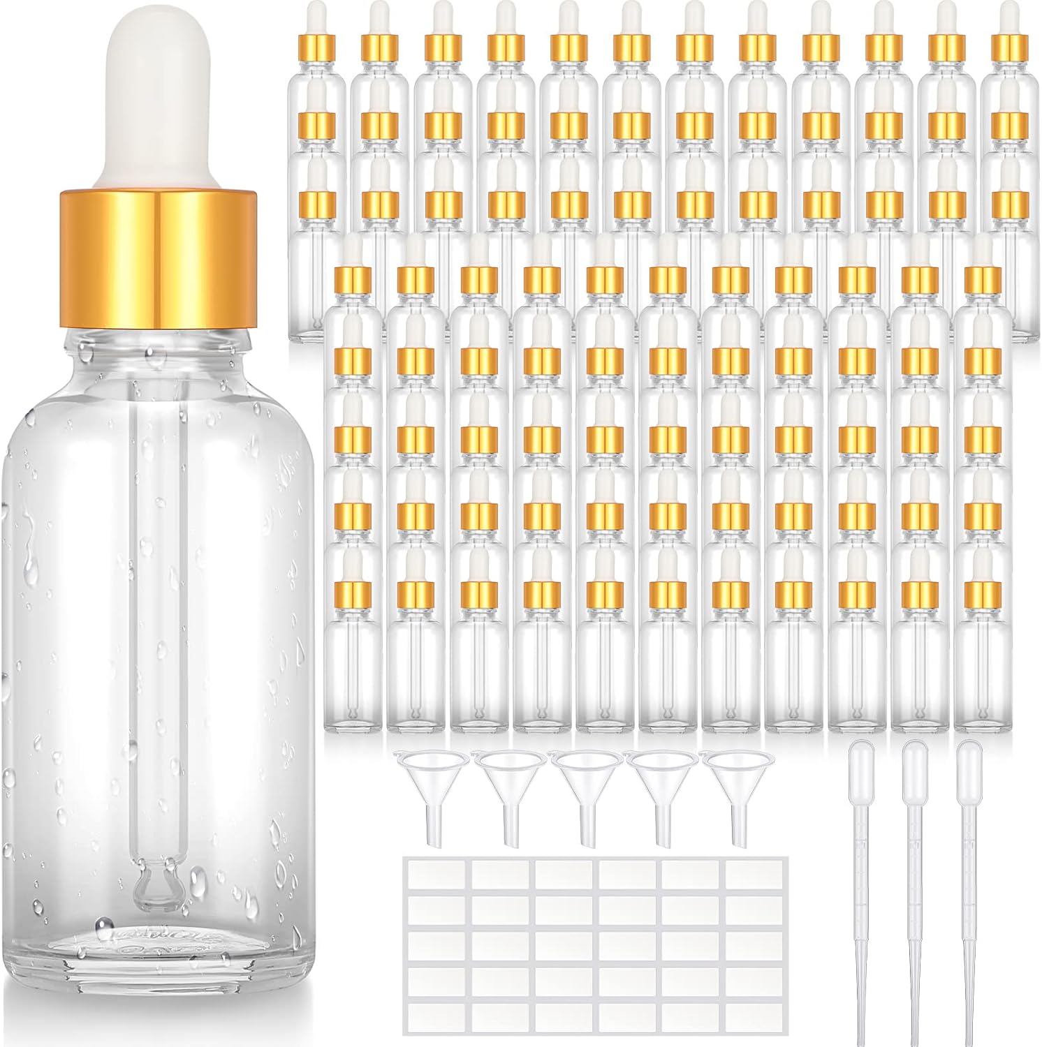 Nuogo 100 Pcs Glass Dropper Bottles for Essential Oils and More