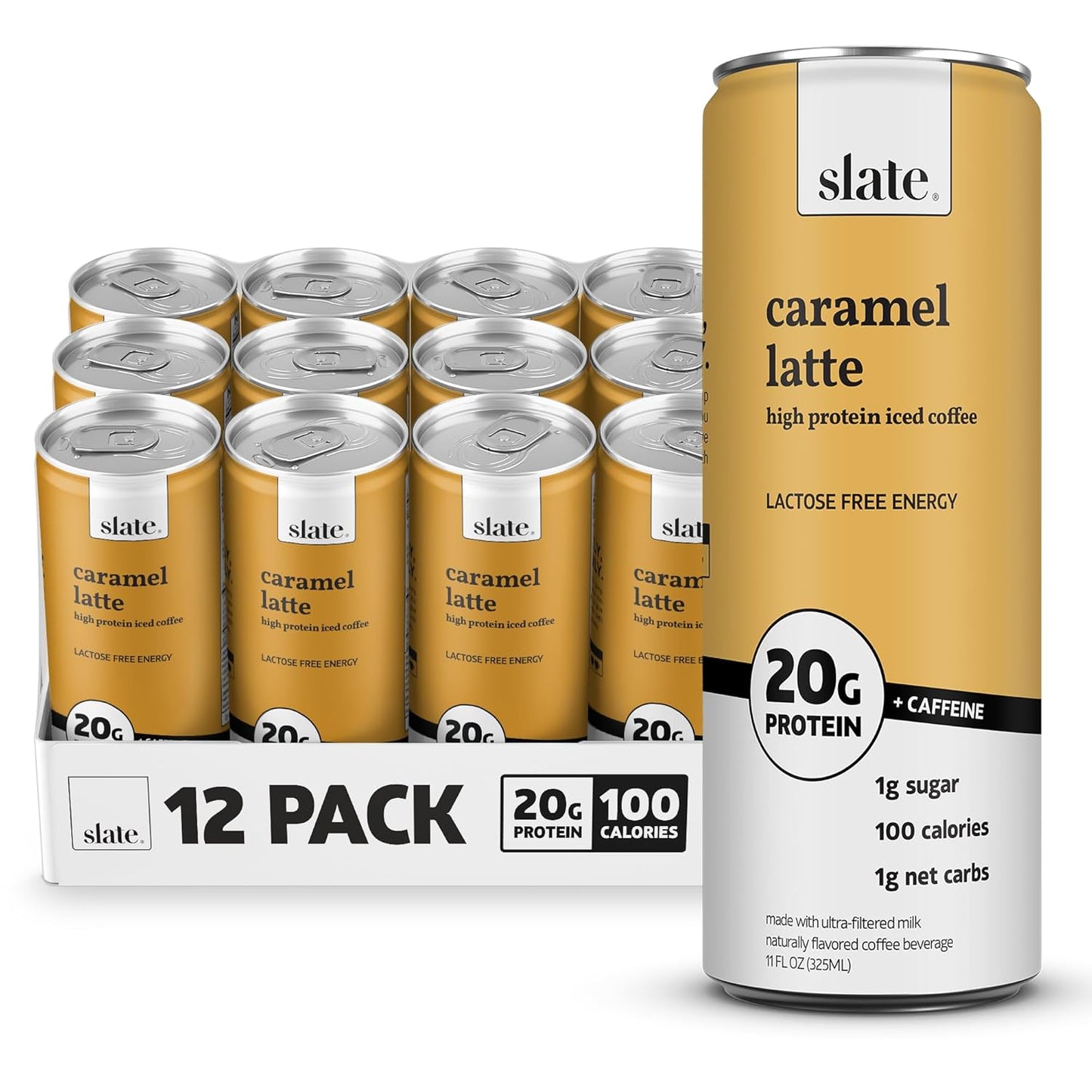 Slate High Protein Iced Coffee Caramel Latte - 20g Protein