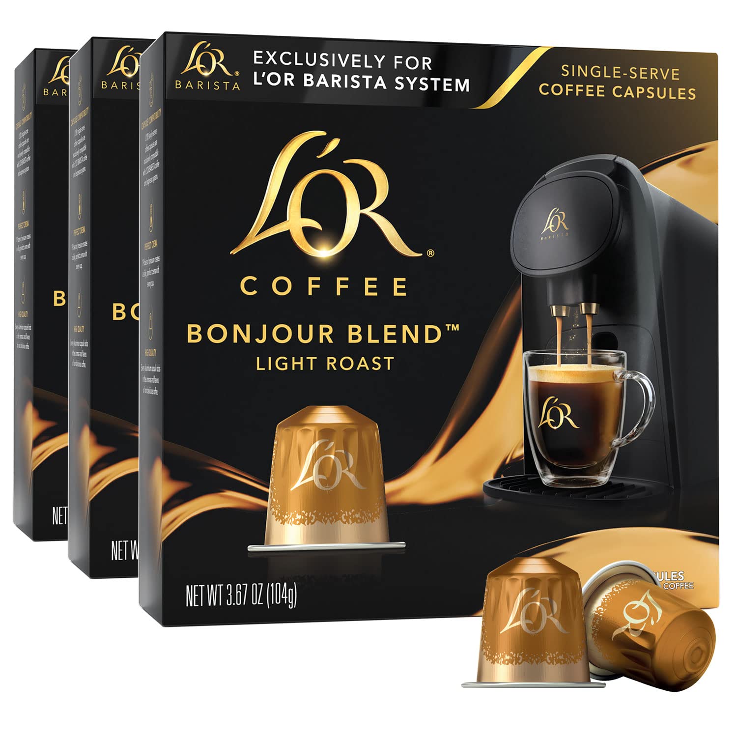 L'OR 30 Bonjour Light Roast Coffee Pods - BARISTA System Compatible