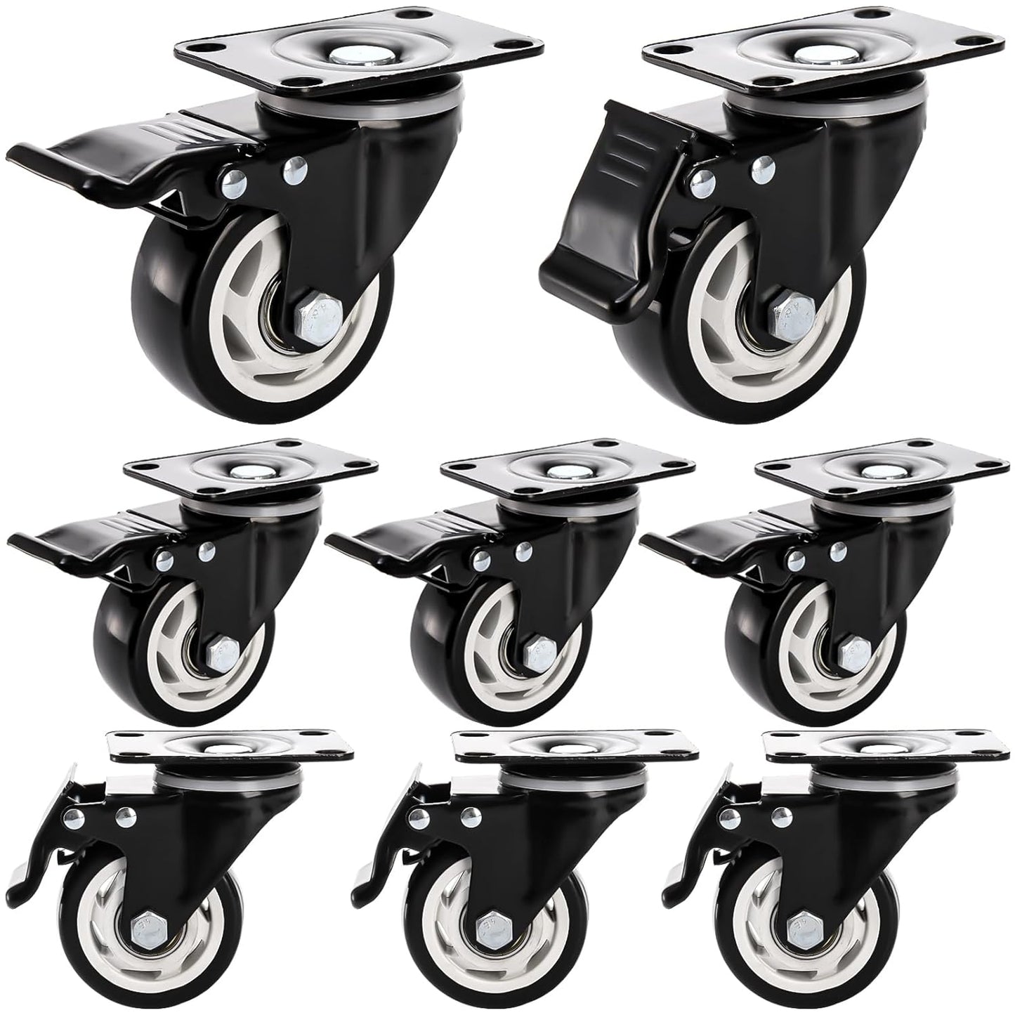 Heavy Duty 3 Inch Caster Wheels with Safety Brake for Furniture