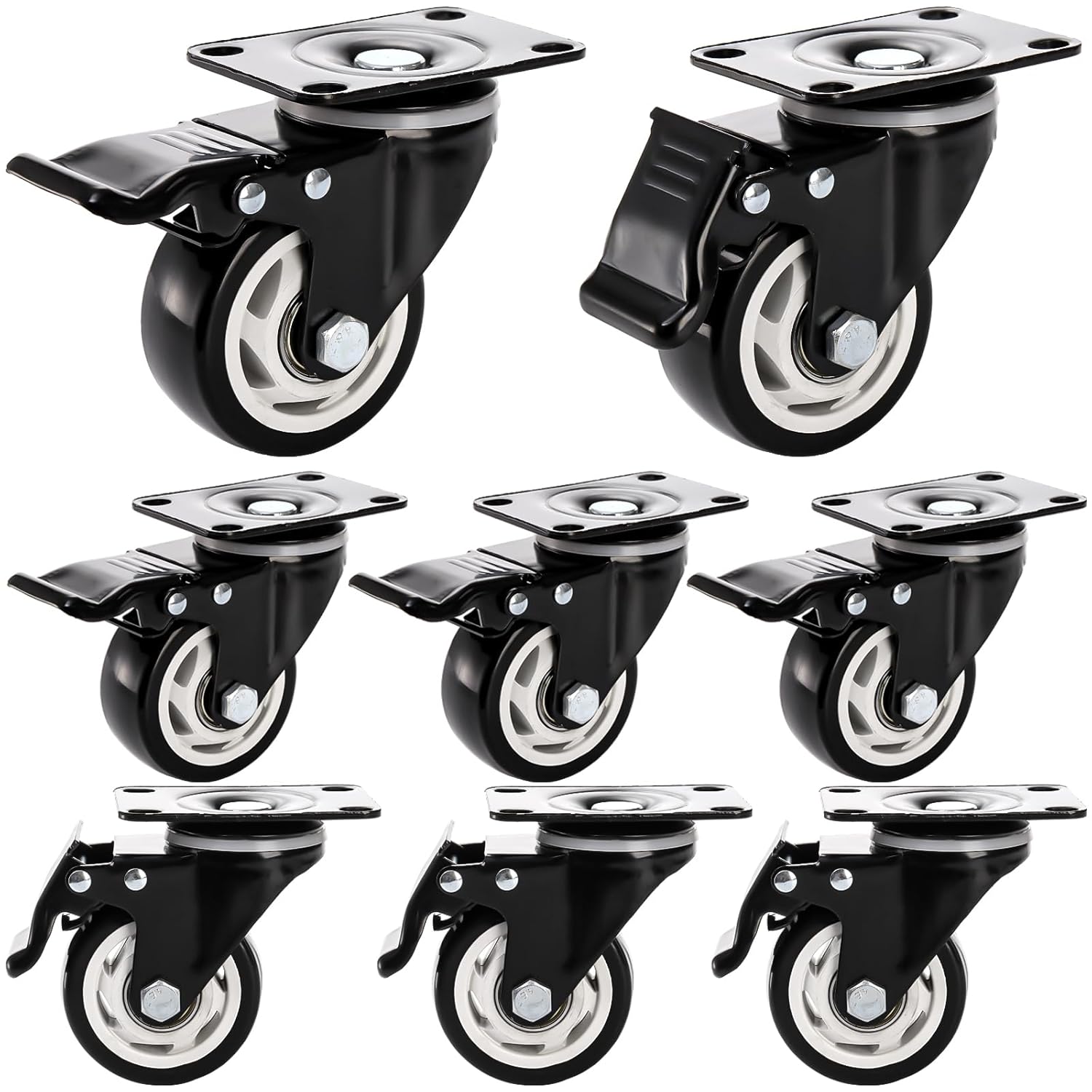 Heavy Duty 3 Inch Caster Wheels with Safety Brake for Furniture