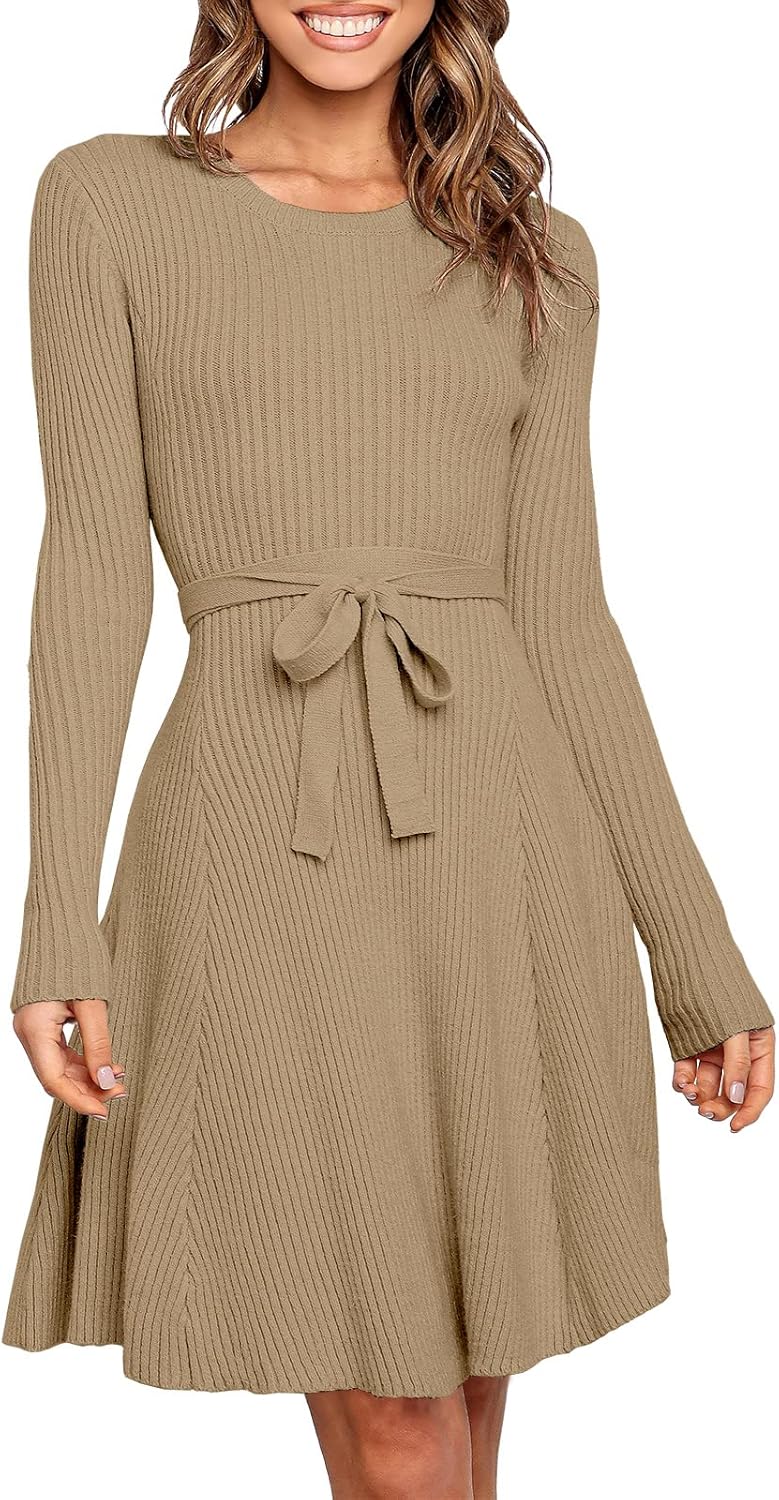 ANRABESS Women's Long Sleeve Midi Dress for Fall Fashion