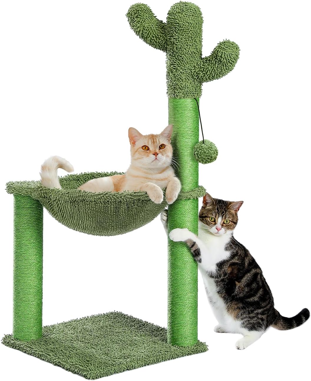 Cactus Cat Tree with Large Hammock and Sisal Scratching Post