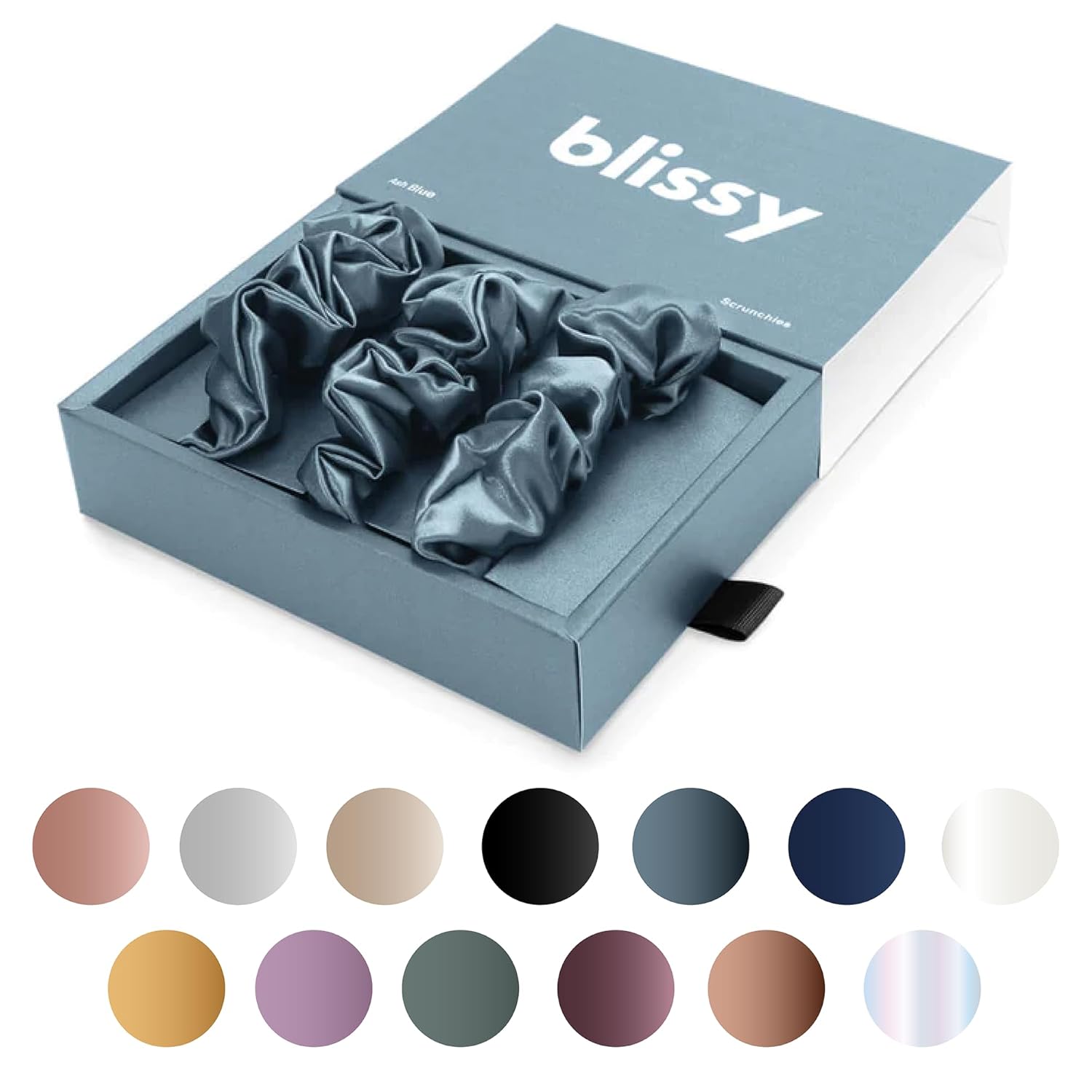 Blissy Silk Scrunchie in Ash Blue - Luxurious Hair Accessory