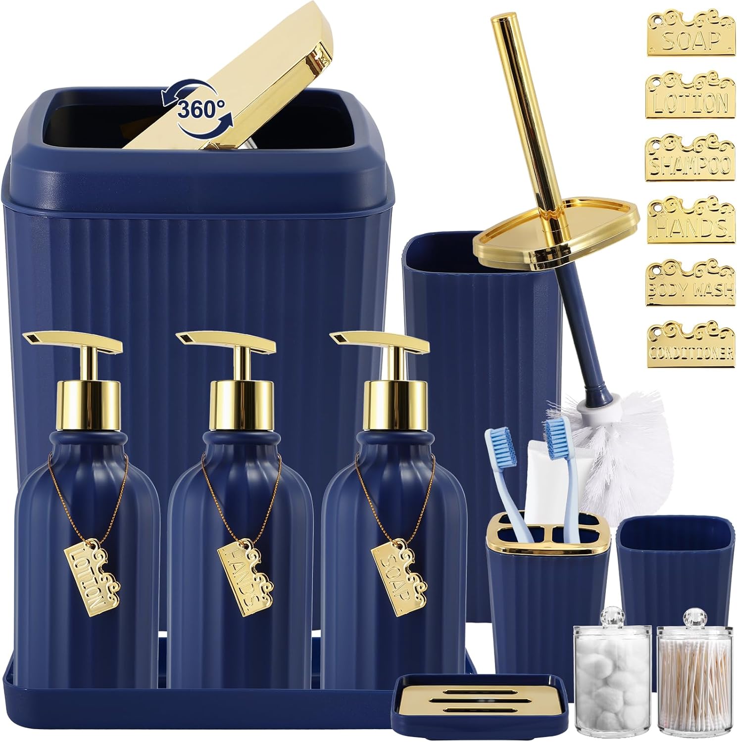 17PCS Navy Blue Bathroom Accessory Set for Modern Homes