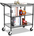 YNN Black Utility Rolling Cart 3 Tier - Heavy Duty 990lbs Capacity