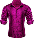 Men Paisley Silk Blend Dress Shirt Button-Down - 70s Disco Style