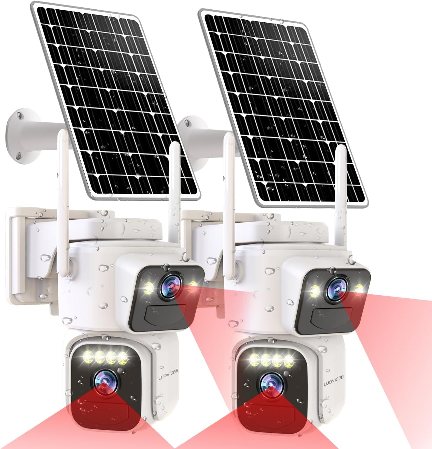 Dual Lens Home Security Cameras with Color Night Vision and Audio