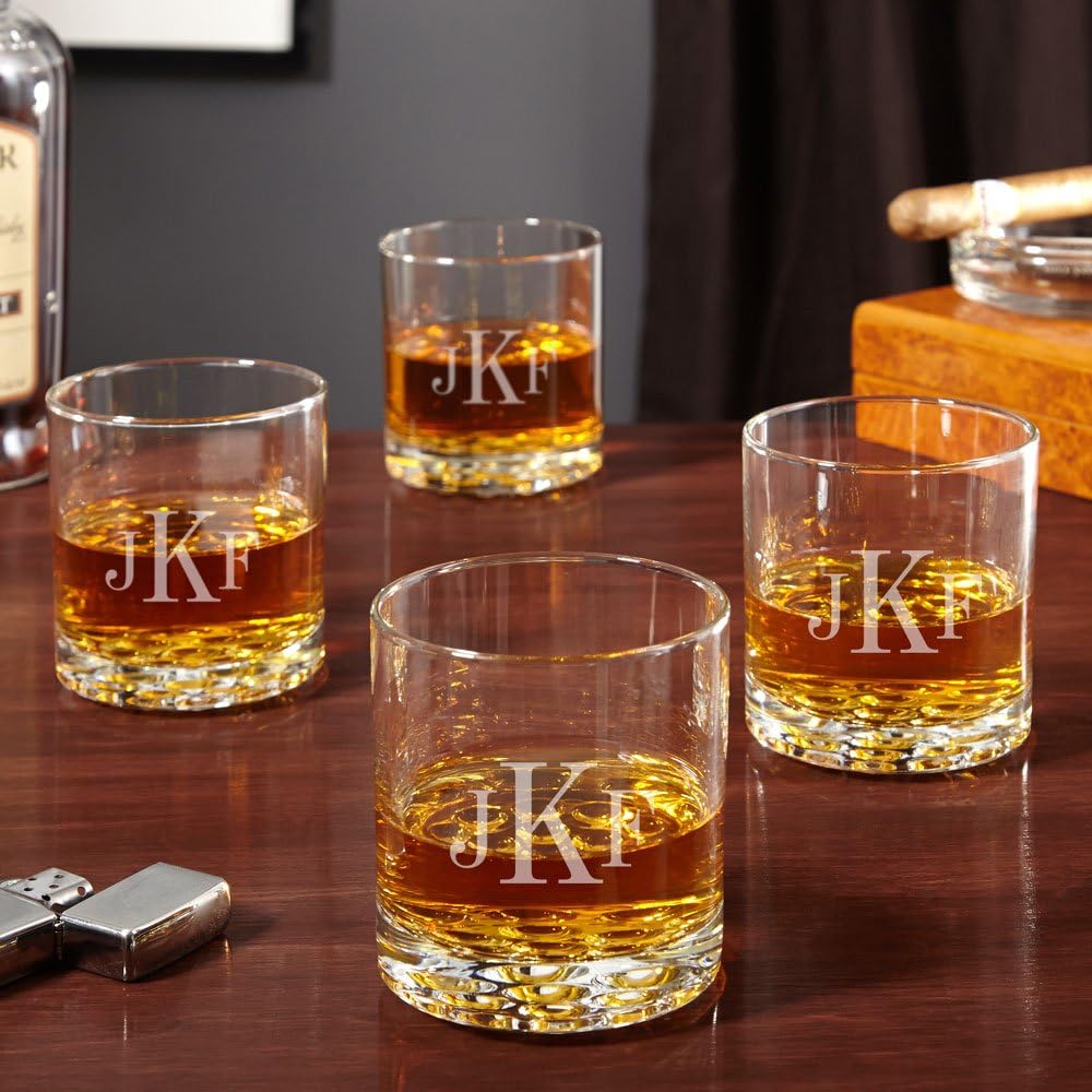 Engraved Whiskey Glasses Set of 4 for Men & Women - Perfect Gift