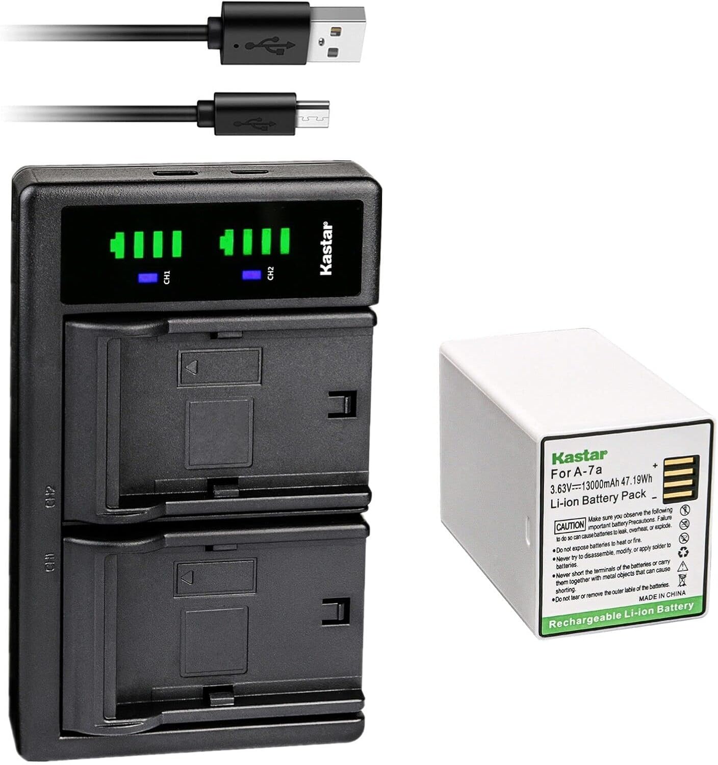 Kastar Battery and USB Charger for Arlo Pro 4 XL Spotlight 3