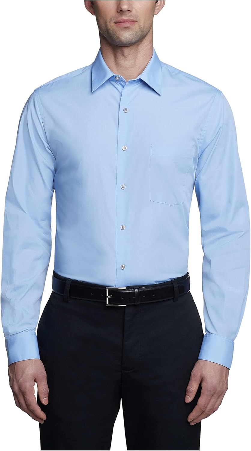 Van Heusen Men's Dress Shirt Fitted Poplin Solid for Style
