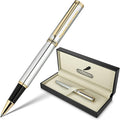 BEILUNER Silver Chrome Personalized Pen - Luxury Rollerball with 24K