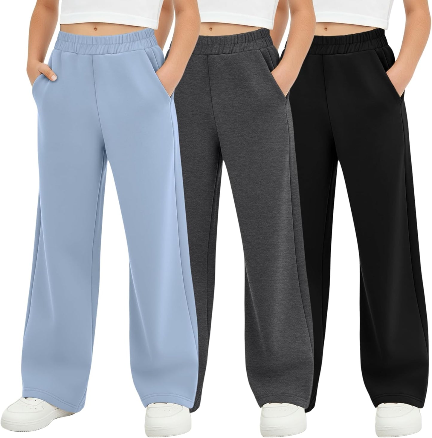 3 Pack Girls' Sweatpants for Casual and Athletic Wear