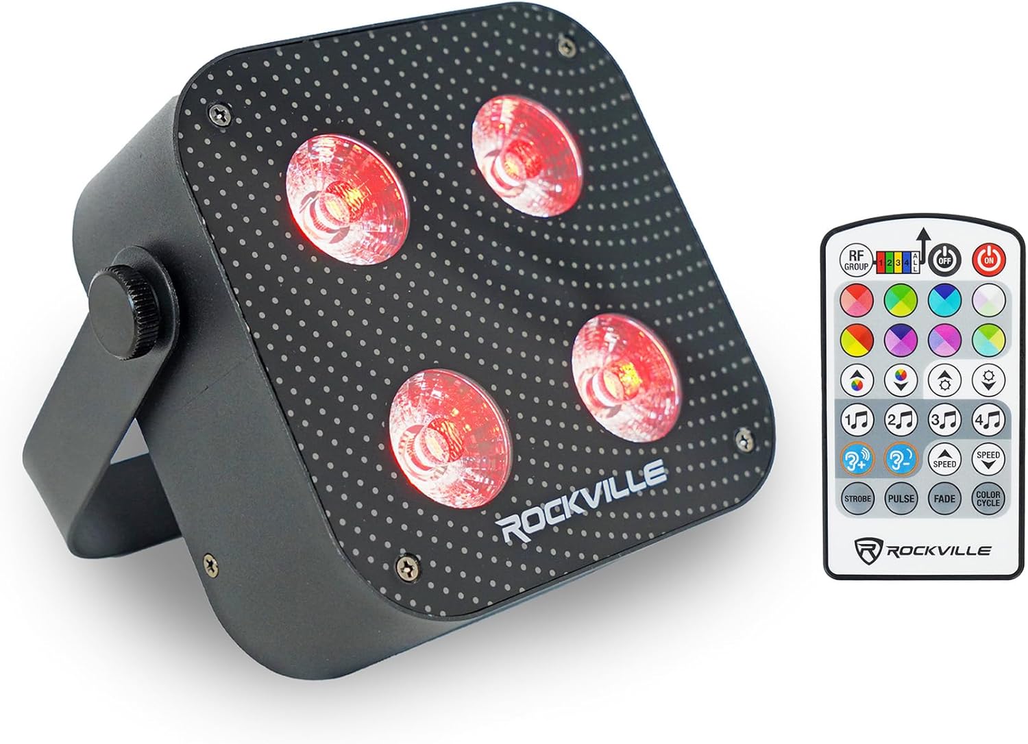 Rockville MINI RF4 V2 Black LED Wash Up Light for DJs