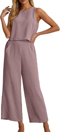 Women's Summer 2 Piece Outfits Set - Lightweight Sleeveless