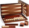 Wooden Folding Backgammon Set - Large 15.75 in Board