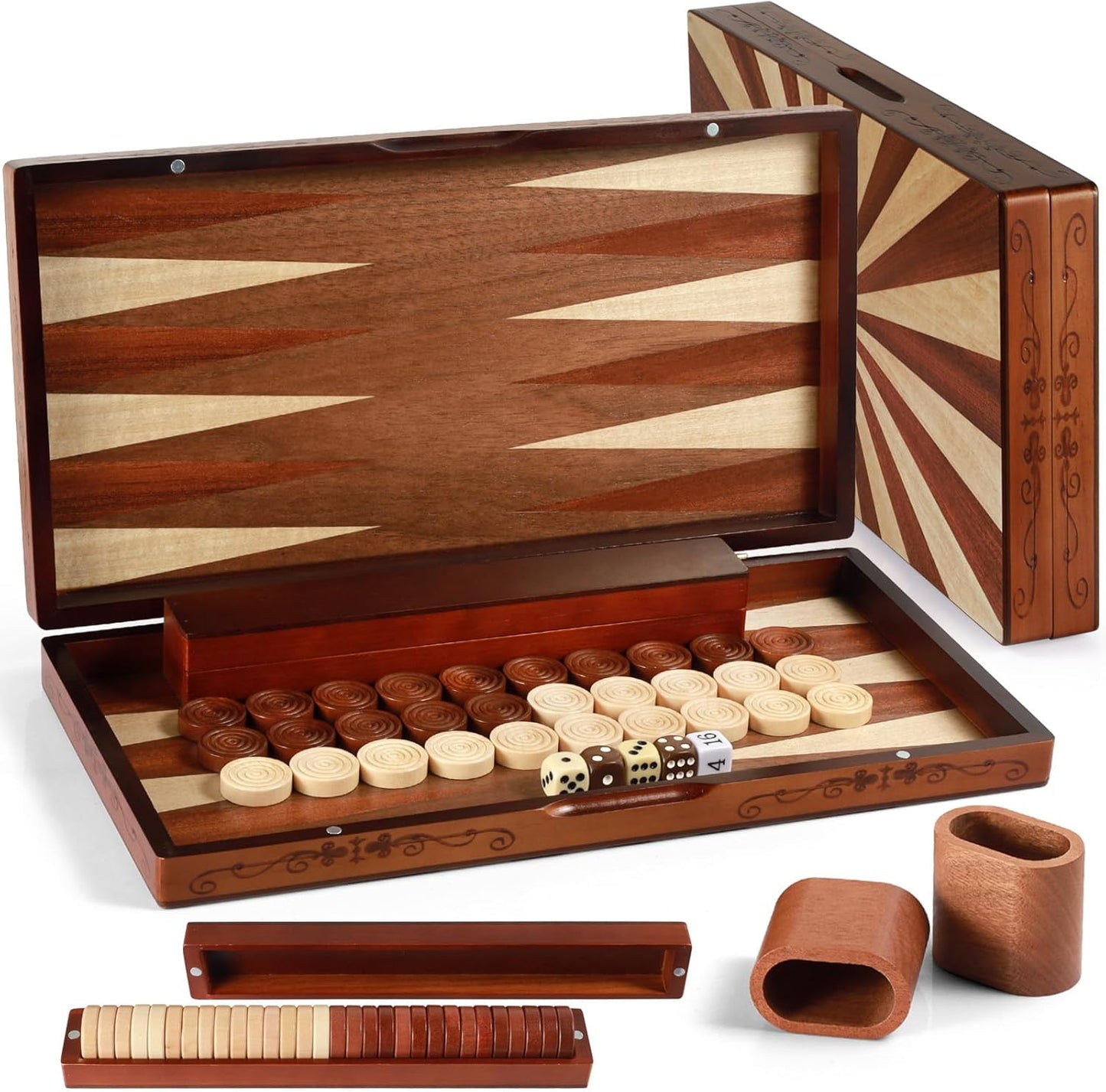 Wooden Folding Backgammon Set - Handcrafted Design for All Ages