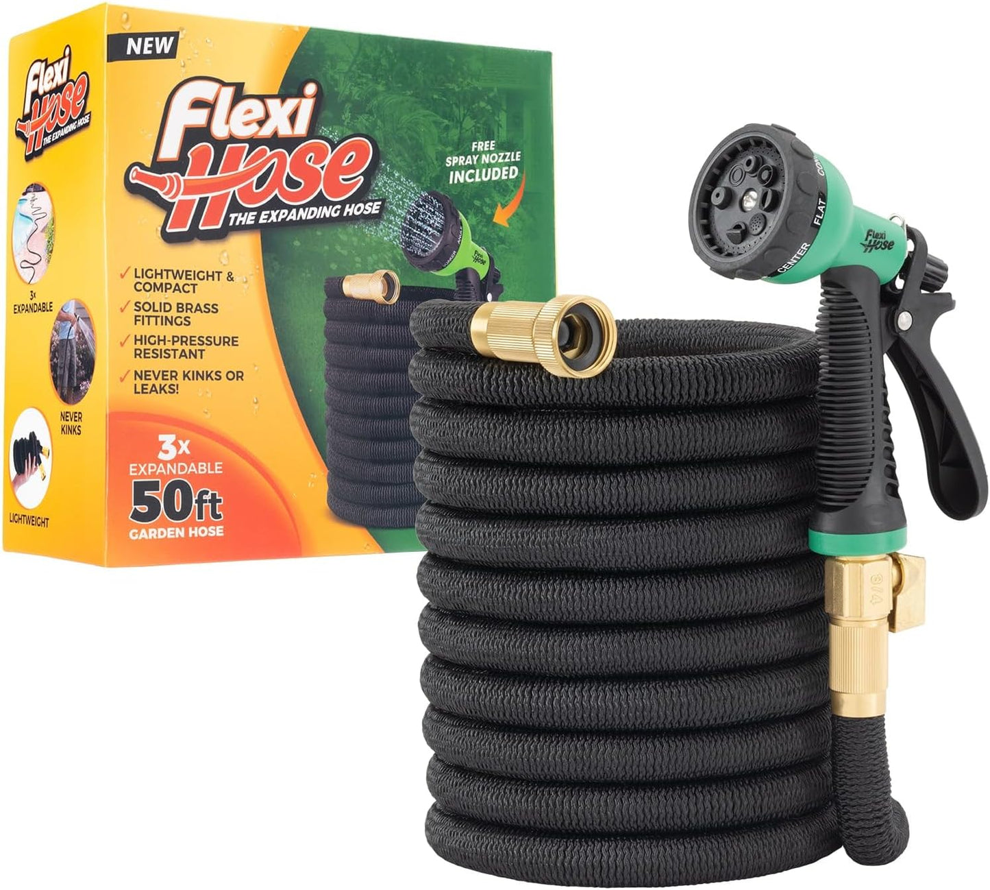Flexi Hose Expandable Garden Hose 50FT with 8 Function Nozzle