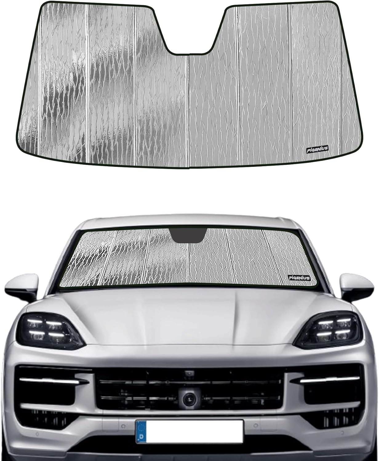 Windshield Sun Shade for Porsche Caye-nne 2019-2025, 2-in-1 Reflective