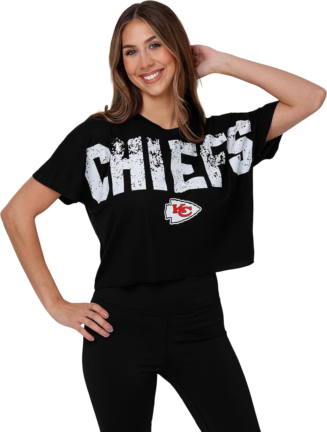FOCO Women's NFL Team Logo Distressed Crop Top Shirt Review