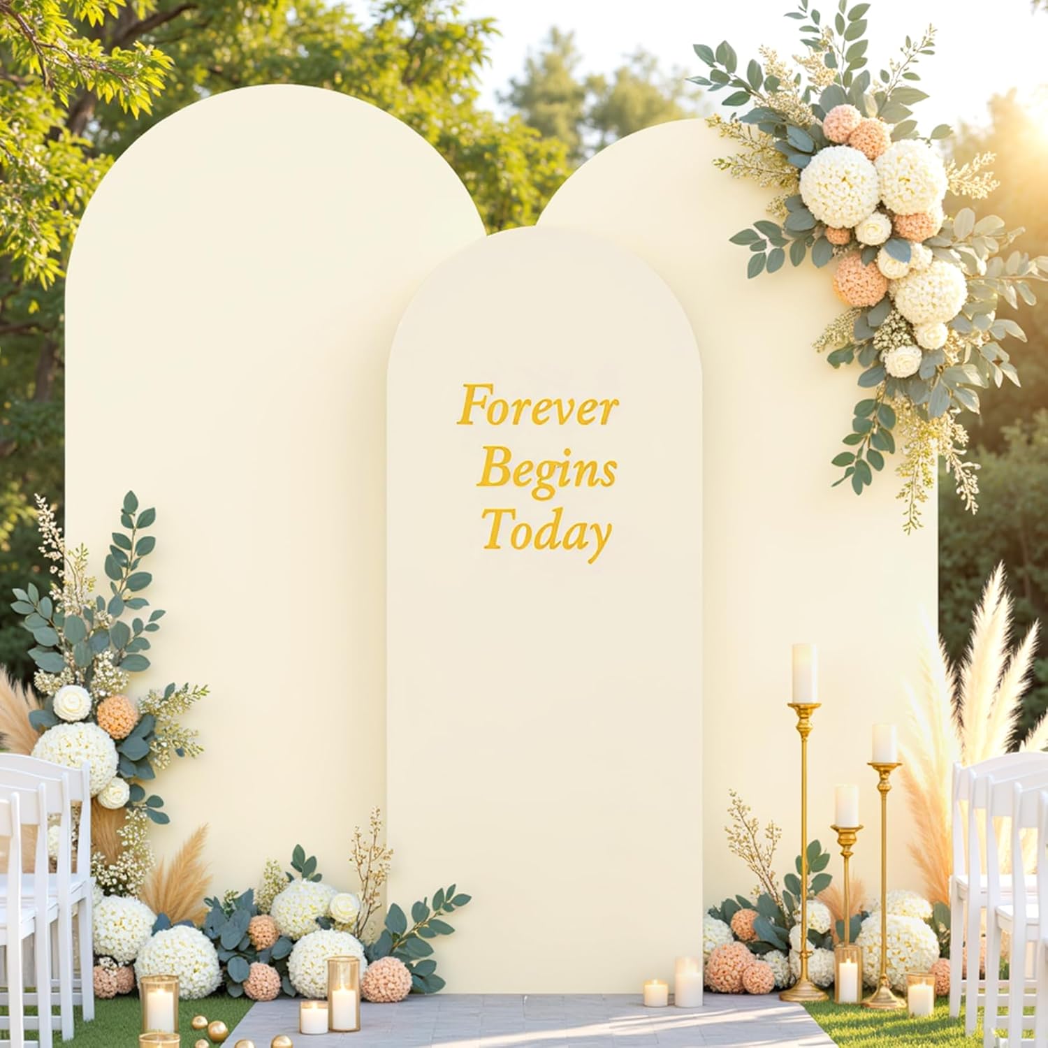 Beige Arch Cover Set of 3 for Weddings and Events Decoration